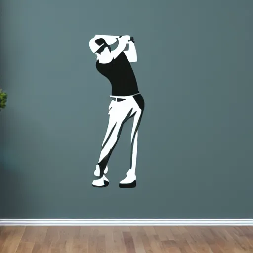 Prompt: die cut sticker of golf player