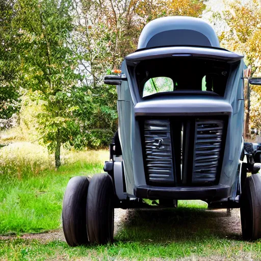 Prompt: The fartomobile, fart powered black tractor with toilet seat and skull