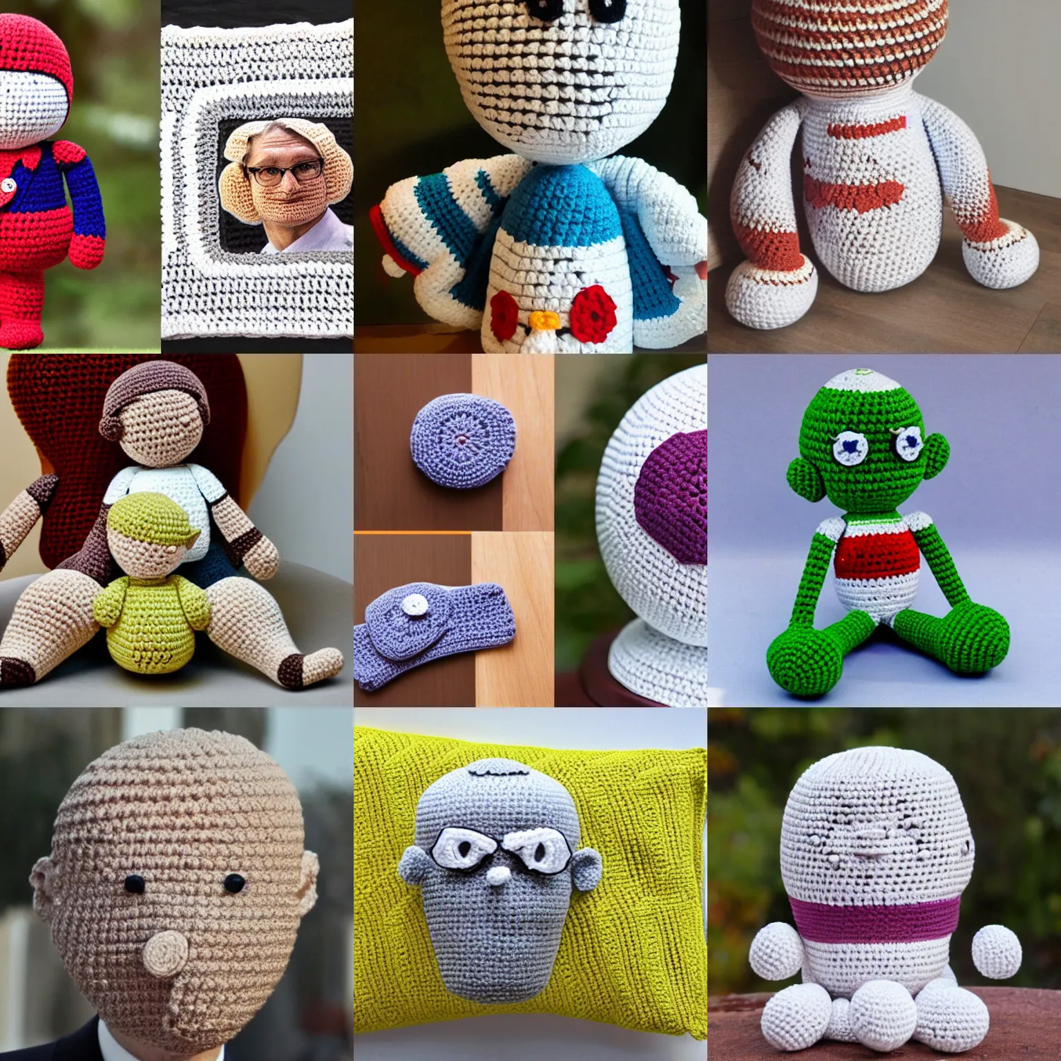 Prompt: Product image of a crochet looking like Carl Bildt