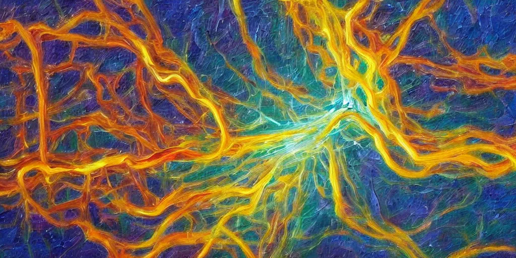 Prompt: new neural connections as an oil painting