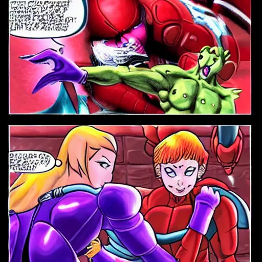 Image similar to samus aran punching ridley in the throat