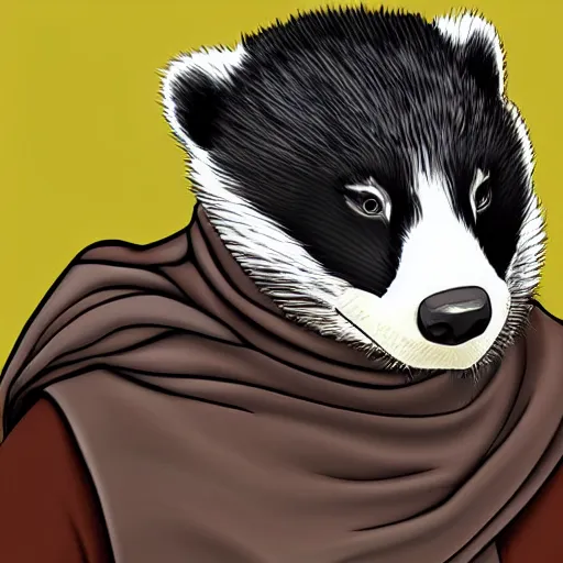 Image similar to Handsome male badger anthro furry wearing a turtleneck, digital art