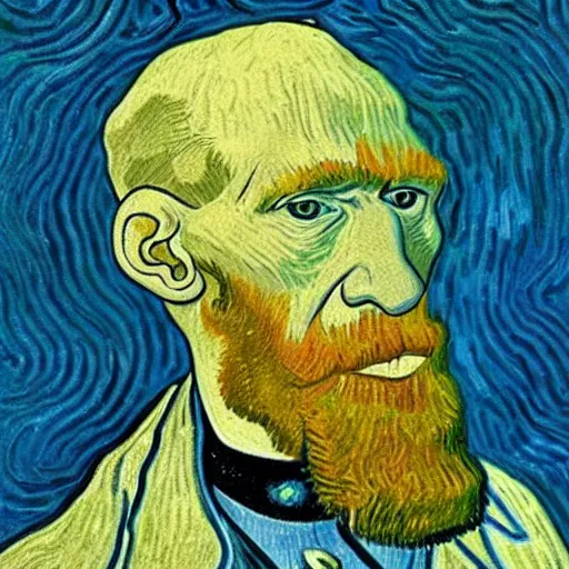 Image similar to handsome squidward portrait, van gogh art style