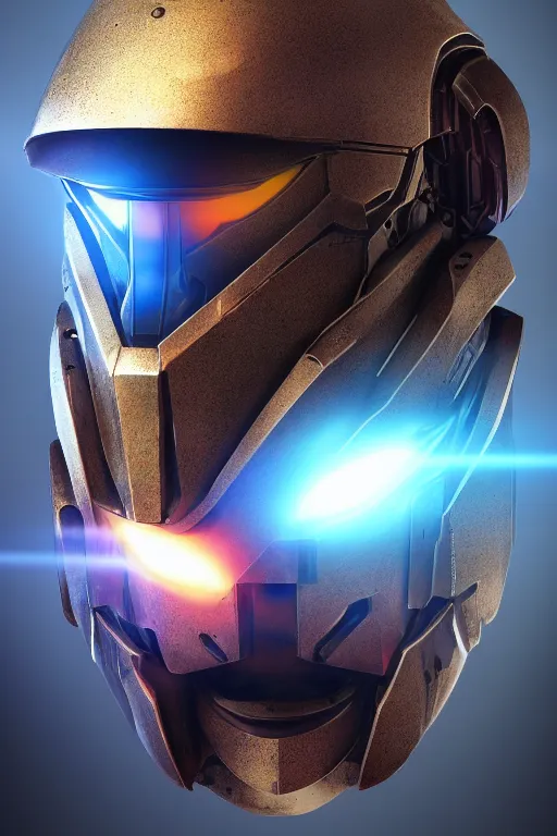 Image similar to robot ninja mask helmet halo master chief radiating a glowing aura global illumination ray tracing hdr fanart arstation by ian pesty and katarzyna da „ bek - chmiel