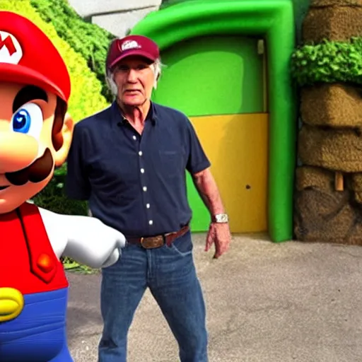 Image similar to Harrison ford as Super Mario, photography