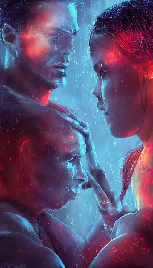 Prompt: altered carbon, adam and eve, neon, dreamy vibe, lord of the rings, matrix, fame of thrones, fibonacci, sweat drops, insane intricate, highly detailed, cinematic, atmospheric. digital painting, artstation, concept art, smooth, sharp focus, illustration, unreal engine 5, 8 k, art, masterpiece