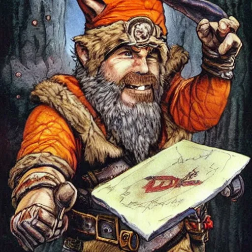 Prompt: ryan reynolds as a d & d gnome druid, by simon bisley
