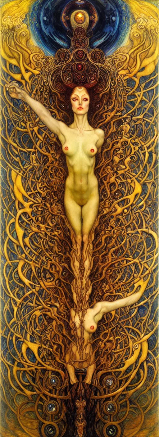 Image similar to Divine Chaos Engine by Karol Bak, Jean Delville, William Blake, Gustav Klimt, and Vincent Van Gogh, symbolist, visionary