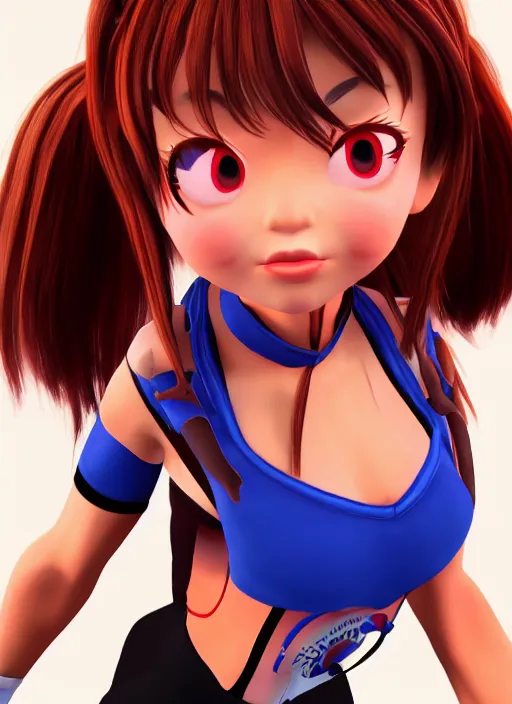 Prompt: Kasumi from the game Dead or Alive in the style of Disney Pixar 3D