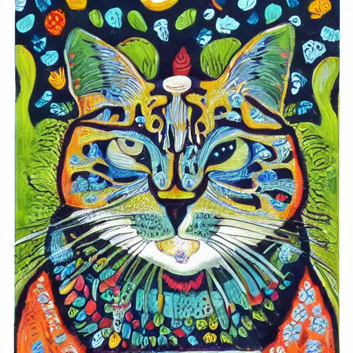 Image similar to a cat portrait by louis wain