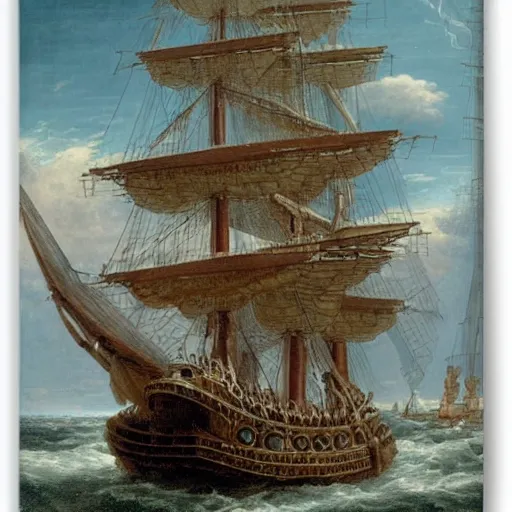 Image similar to a giant octopus with tentacles wrapped around a spanish galleon, by george philip reinagle