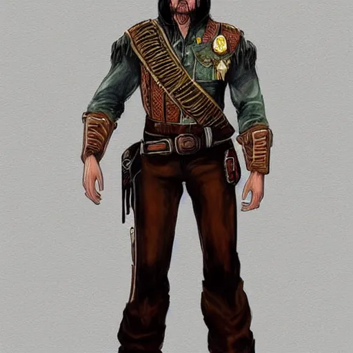 Image similar to full body concept art of a sheriff in the style of high fantasy Wild west art trending on artstation deviantart Pinterest detailed High Resolution HD 8k