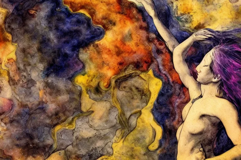 Image similar to the energy of dreams, 8 k resolution, beautiful, dark ambient, neoplasticism art, marvel comics dslr hdr, art by artemisia gentileschi, water color