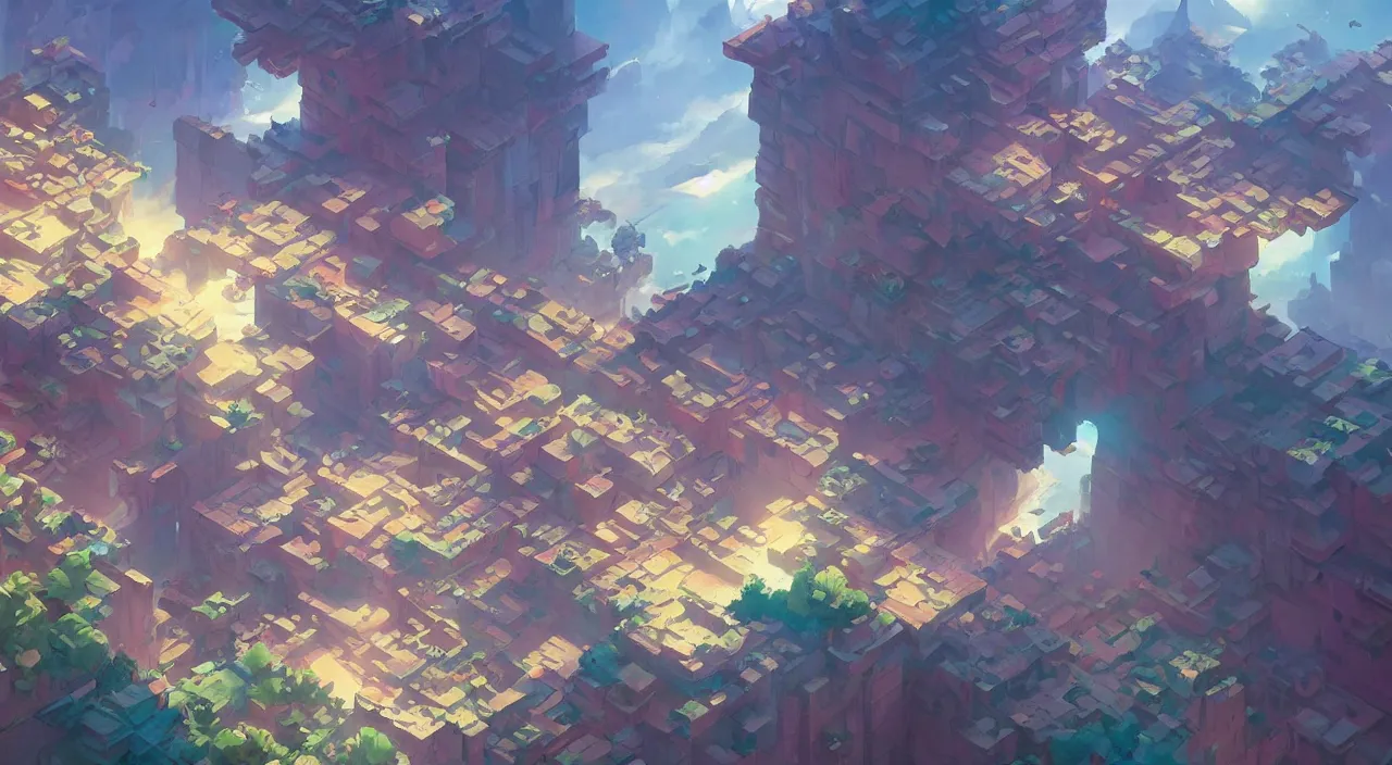 Image similar to flag colored wall fortress greeble illusion landscape wonderworld paradize, behance hd by jesper ejsing, by rhads, makoto shinkai and lois van baarle, ilya kuvshinov, rossdraws global illumination