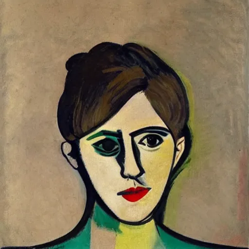 Prompt: a portrait of emma watson by pablo picasso and georges braque