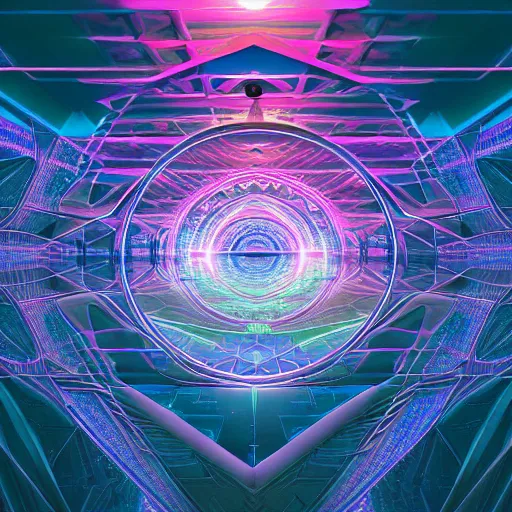 Image similar to matte painting of the sacred geometry of cyberpunk, brilliant colors, extremely detailed, very very detailed, in the style of alena aenami by Alex grey, HD, 4k, 8k