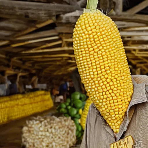 Prompt: the corn man awaits your arrival