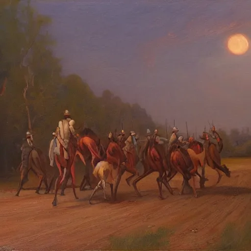 Image similar to Roos. history painting, dusk, implacable, artstation, oil on canvas, by Albert Aublet, Private Collection