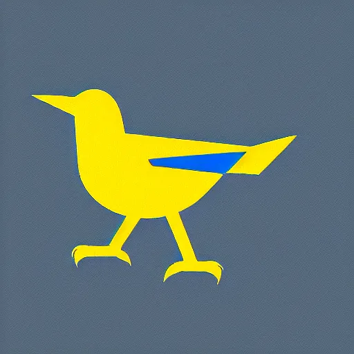 Prompt: Bird icon, material design, blue and yellow