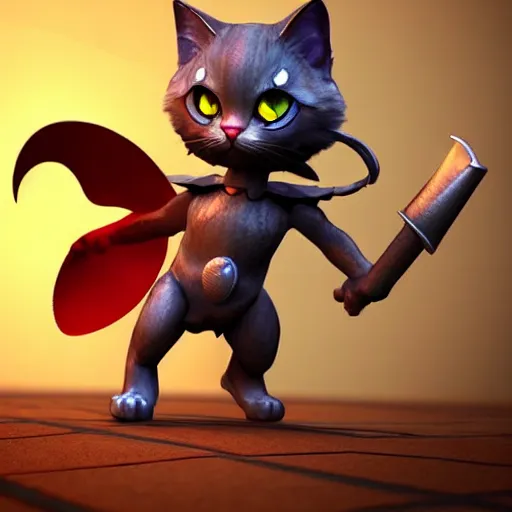 Image similar to super cute fantasy cat warrior 3D concept art by todd mcfarlane, anthropomorphic, elegant, glowing effect, ornate, dynamic, centered, sharp focus, beautiful detailed, face very realistic, Game Art!!, hyper detailed, no background, cartoon, cinematic, raytrace, Trend on artstation, C4D