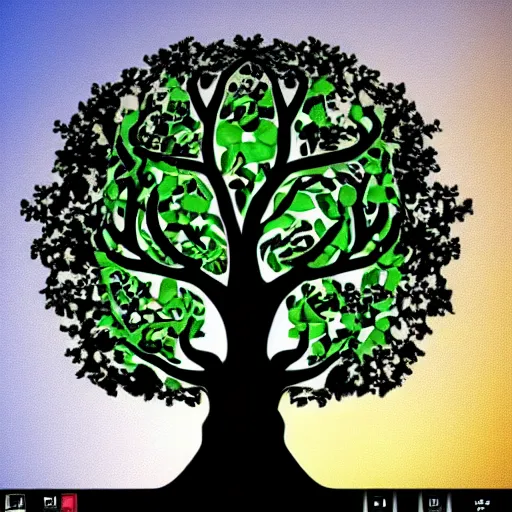 Image similar to tree of life made up of ones and zeros computer code