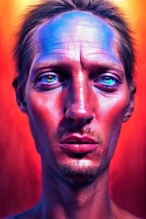 Prompt: hyperrealistic close - up portrait of psychedelic!!!!!!!!!! neuro - shaman hippy highly detailed concept art eric zener elson peter cinematic hard lighting high angle hd 8 k sharp shallow depth of field, inspired by denis villeneuve and zdzisław beksinski