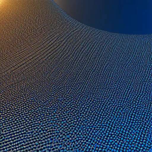 Prompt: photorealistic 3 d rendering of 3 d cellular automaton and the blue cloudy sky. highly detailed octane render and vray with natural light and organic colours, volumetric lighting, raytracing, unreal engine