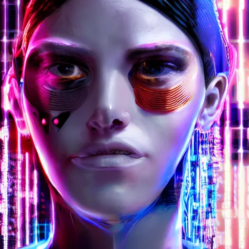 Image similar to a high definition portrait of a cyberpunk woman