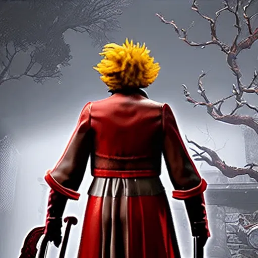 Image similar to Screenshot of Ronald McDonald in the game Bloodborne, highly detailed