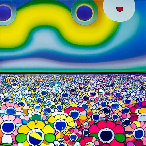 Prompt: unfathomable vastness of infinity, color field, Takashi Murakami and Masaaki Sasamoto