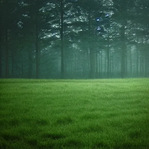 Prompt: extreme closeup, a green meadow, a small square mirror reflecting cloudy sky lying on a grass, distant foggy forest horizont, foggy day, low angle shot, long cinematic shot by andrei tarkovsky, highly detailed