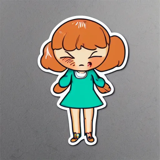 Prompt: sticker cute girl is crying