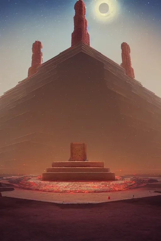 Image similar to Artwork by Beeple of the cinematic view of the Temple of Infernal Writings, Infernal, Writings.