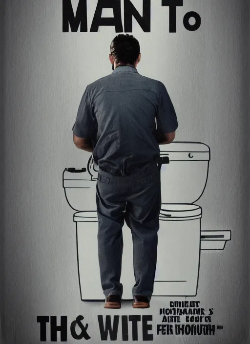 Prompt: a movie poster of a man and a toilet