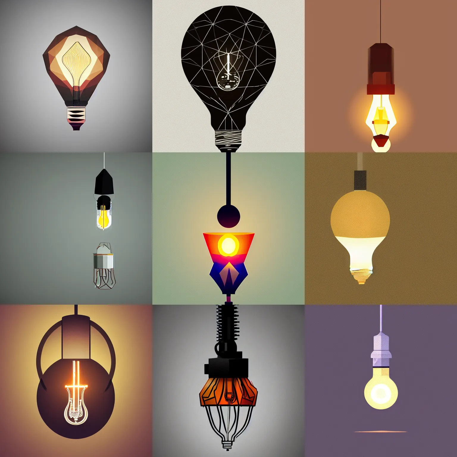 Prompt: an upright lightbulb, artwork by Petros Afshar, geometric, low-poly, Artstation