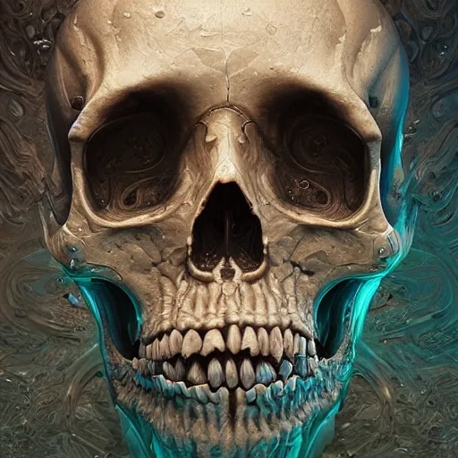 Image similar to portrait_of_a_melting_skull._intricate_abstract._intricate_artwork._by_Tooth_Wu_wlop_beeple_dan_mumford._octane_render_trending_on_artstat