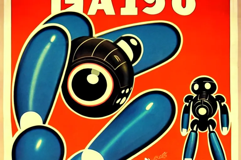 Image similar to 1940s poster,tachikoma