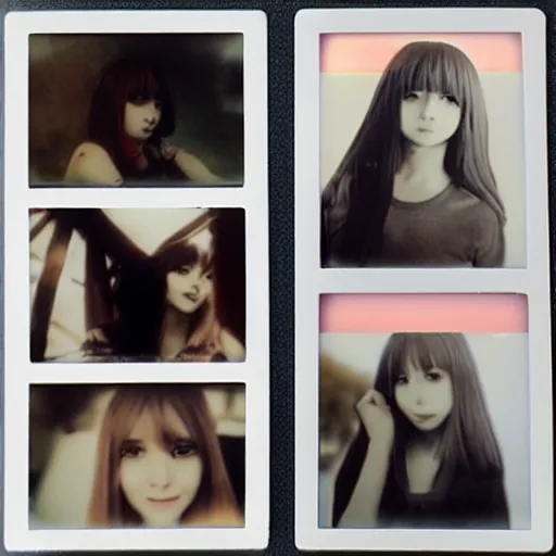 Image similar to collage of 5 Polaroid photos of anime girl