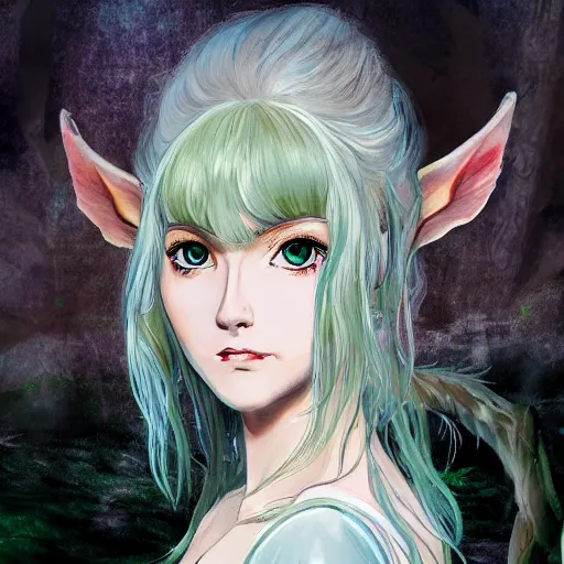 Image similar to A professionaly painted portrait of an archfey, 4k, in the style of Berserk, trending on artstation, tasteful, bokeh, hyperrealistic, highly detailed, good proportions