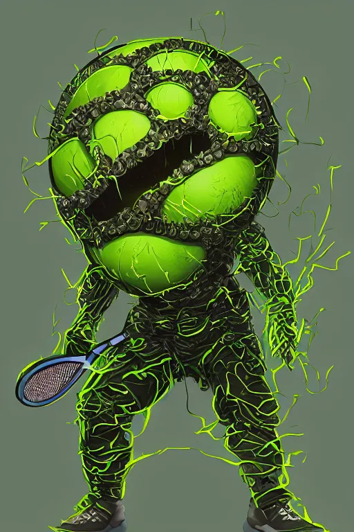 Image similar to a tennis ball monster, digital art, fantasy, magic, trending on artstation, ultra detailed, professional illustration by XCOPY