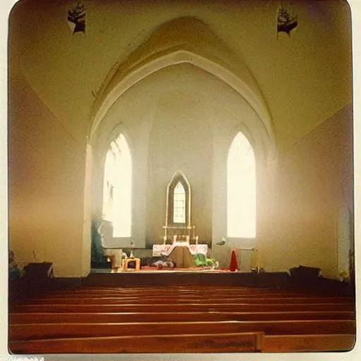 Prompt: Beautiful Liminal Grainy foggy disposable-camera Photograph of a church made from potatoes potatoes