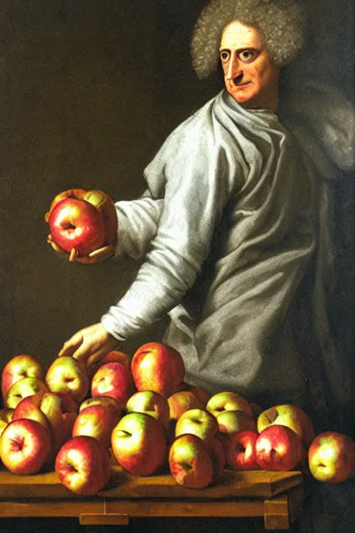 Prompt: isaac newton juggling apples