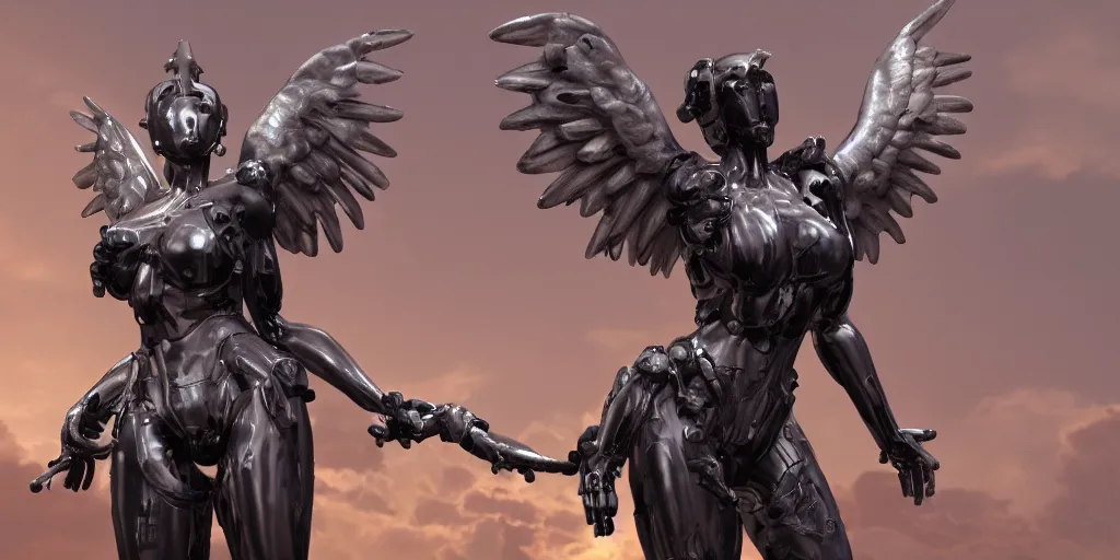 Image similar to a mechanical angel trending of artstation unreal engine