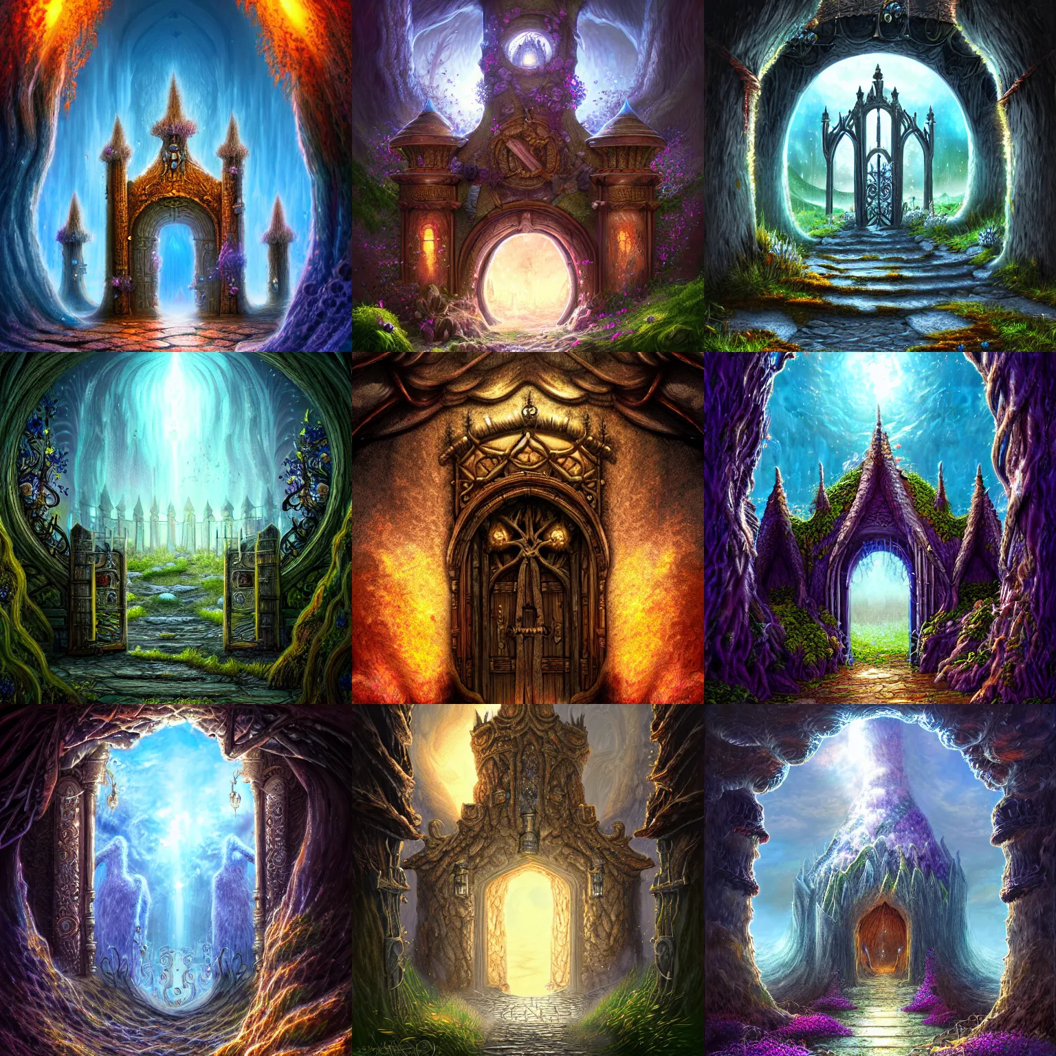 Prompt: The gate to the eternal kingdom of mycelia, fantasy, digital art, HD, detailed.