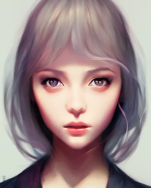 Prompt: a centered portrait of a beautiful nervous girl, in the style of artgerm ross tran, by ilya kuvshinov. 7 0 mm