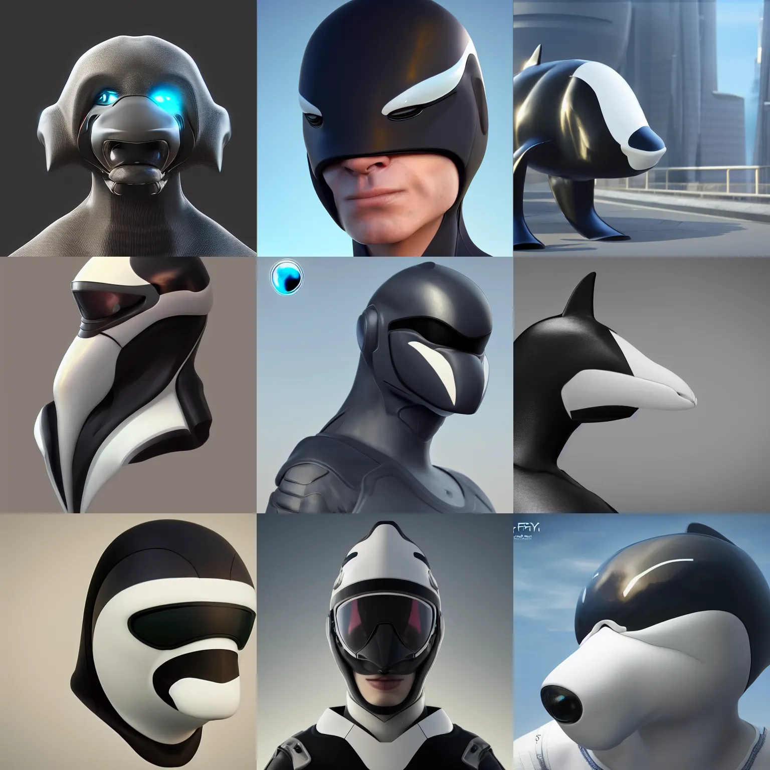 Prompt: male synthetic anthro orca, visor screen for face, snout under visor, commission on furaffinity, cgsociety, octane render