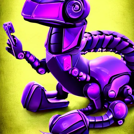 Image similar to very cute purple robototechnic dragon, Disney, digital art