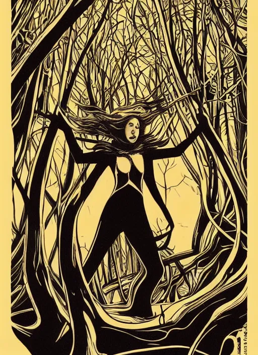 Prompt: endless forest, black holes, art nouveau, 7 0 s pulp poster art, majestic character, detailed