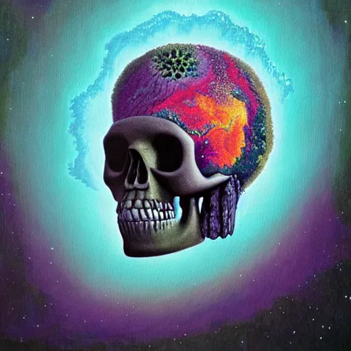 Image similar to ngc 3132 falling pixel waterfall skull portrait mysterious landscape by Roger Dean Casey Weldon, edge of the world, composite, colorful, high quality, featured art print, trending on behance