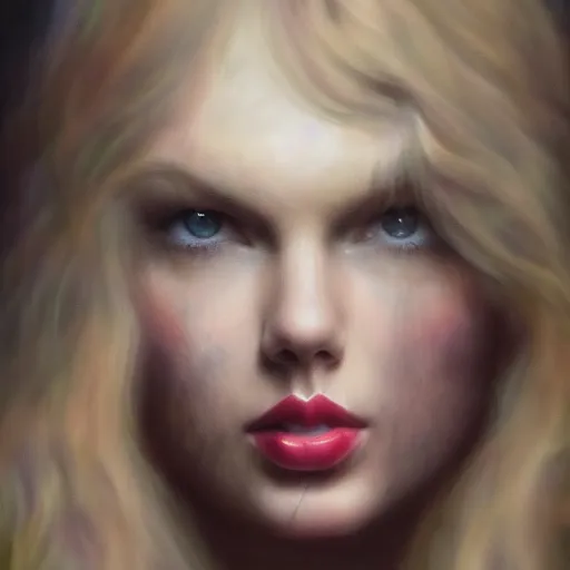 Prompt: a face portrait of taylor swift, fantasy setting, stone face, dim colors, soft lighting, atmospheric, cinematic, moody, in the style of diego koi, gina heyer, luiz escanuela, art by alyssa monk, hyperrealism, rule of thirds, golden ratio, oil on canvas, 8 k